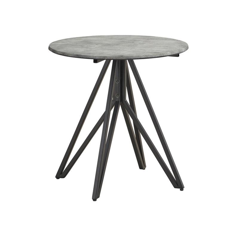 Large Picture of Coaster Furniture Hadi 736177 Round SmartTop Side End Table - Cement and Gunmetal