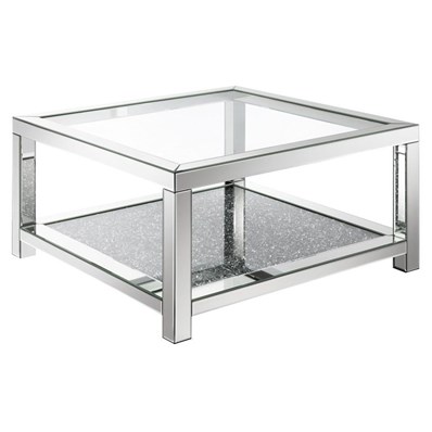 Coaster Furniture Valentina 736218 1-shelf Square Glass Top Coffee Table - Silver