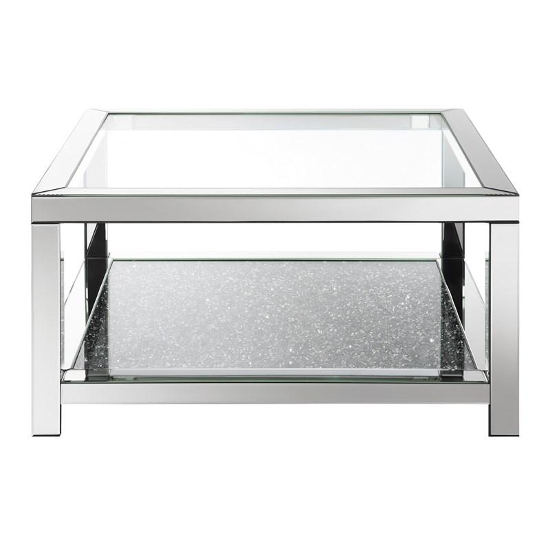Large Picture of Coaster Furniture Valentina 736218 1-shelf Square Glass Top Coffee Table - Silver
