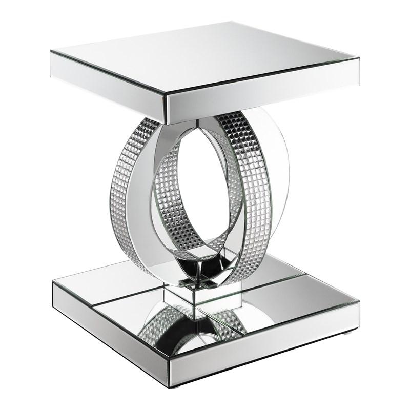 Large Picture of Coaster Furniture Breena 753277 Rectangular Mirrored Acrylic End Table - Silver