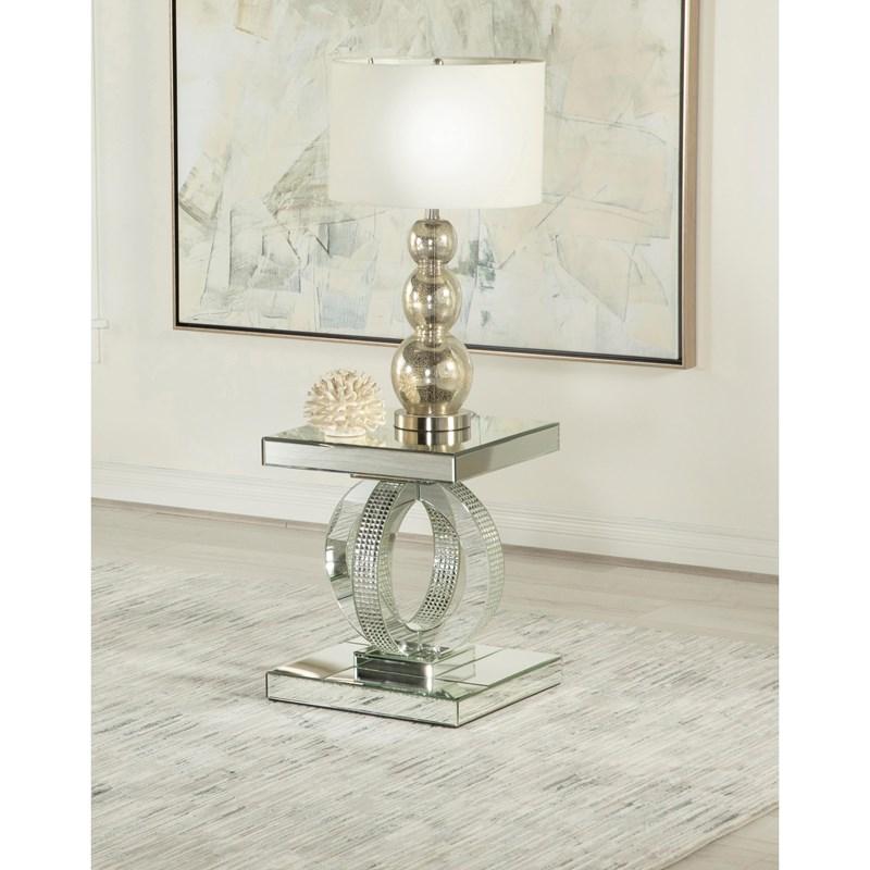 Large Picture of Coaster Furniture Breena 753277 Rectangular Mirrored Acrylic End Table - Silver