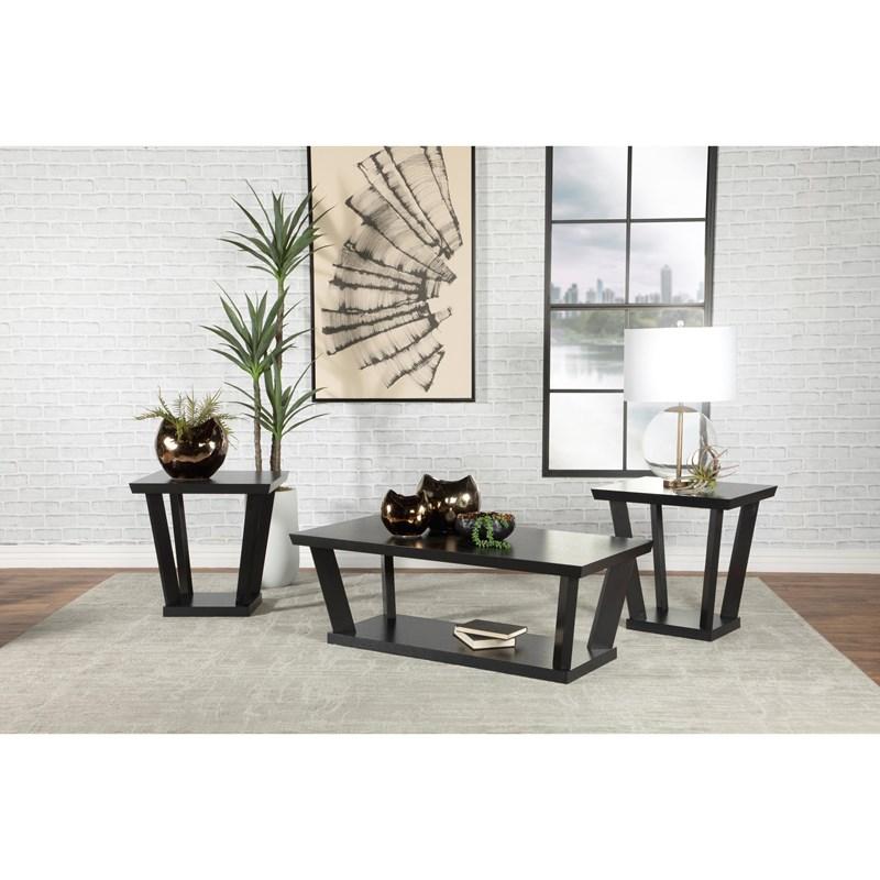 Large Picture of Coaster Furniture Aminta 753434 3-piece Coffee and End Table Set - Black