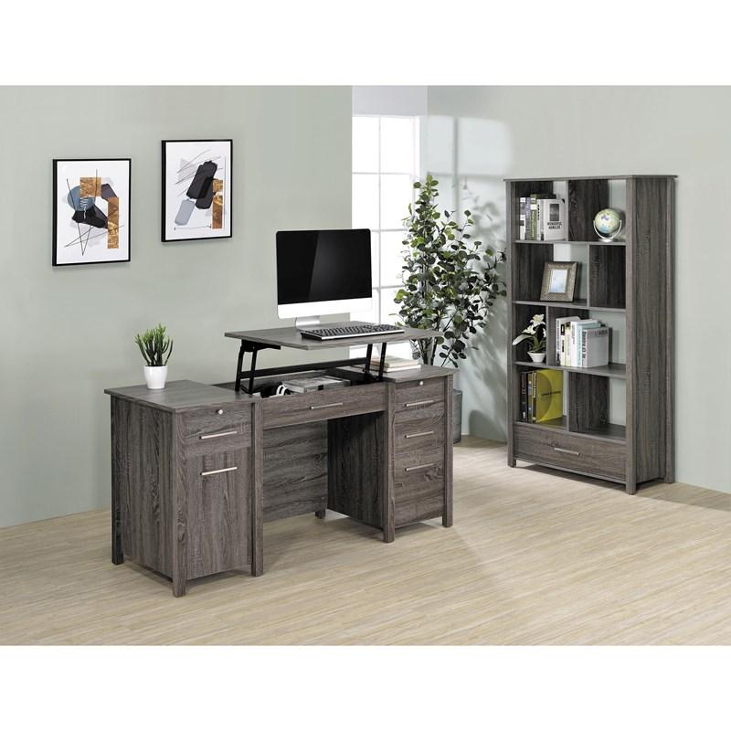 Large Picture of Coaster Furniture Dylan 801577 68-inch 4-shelf Storage Bookshelf - Weathered Grey