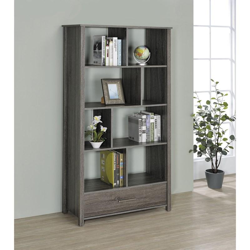 Large Picture of Coaster Furniture Dylan 801577 68-inch 4-shelf Storage Bookshelf - Weathered Grey
