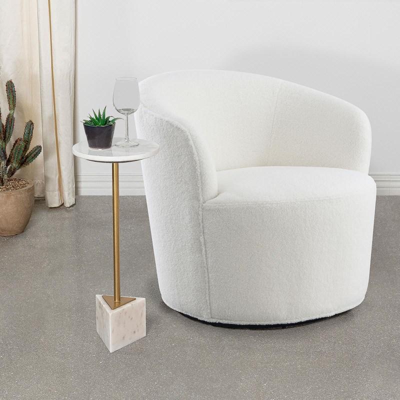 Large Picture of Coaster Furniture Joyce 905633 Upholstered Barrel Back Swivel Chair - White