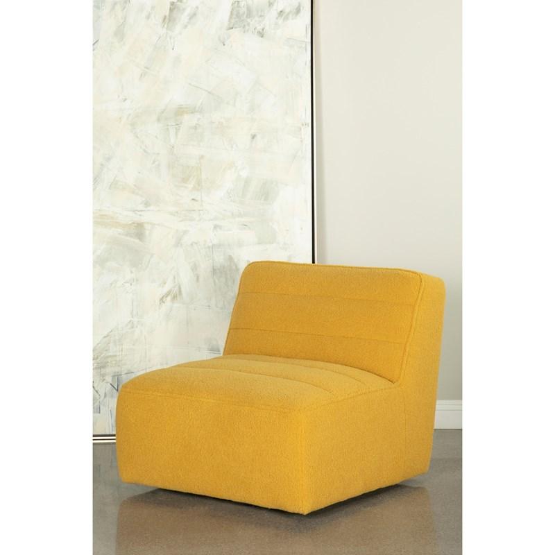 Large Picture of Coaster Furniture Cobie 905724 Upholstered Swivel Armless Chair - Mustard