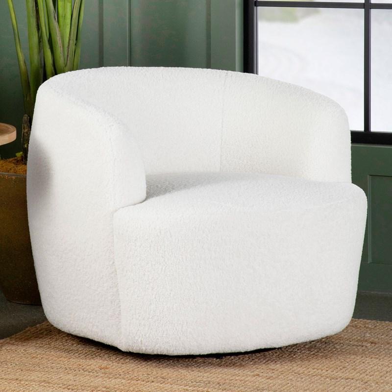 Large Picture of Coaster Furniture Hudson 905726 Faux Sheepskin Upholstered Swivel Chair - Natural