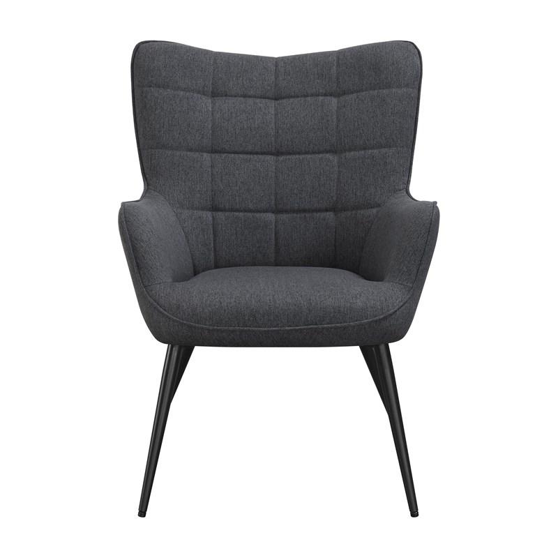 Large Picture of Coaster Furniture Isla 909466 Upholstered Flared Arms Accent Chair With Grid Tufted - Grey