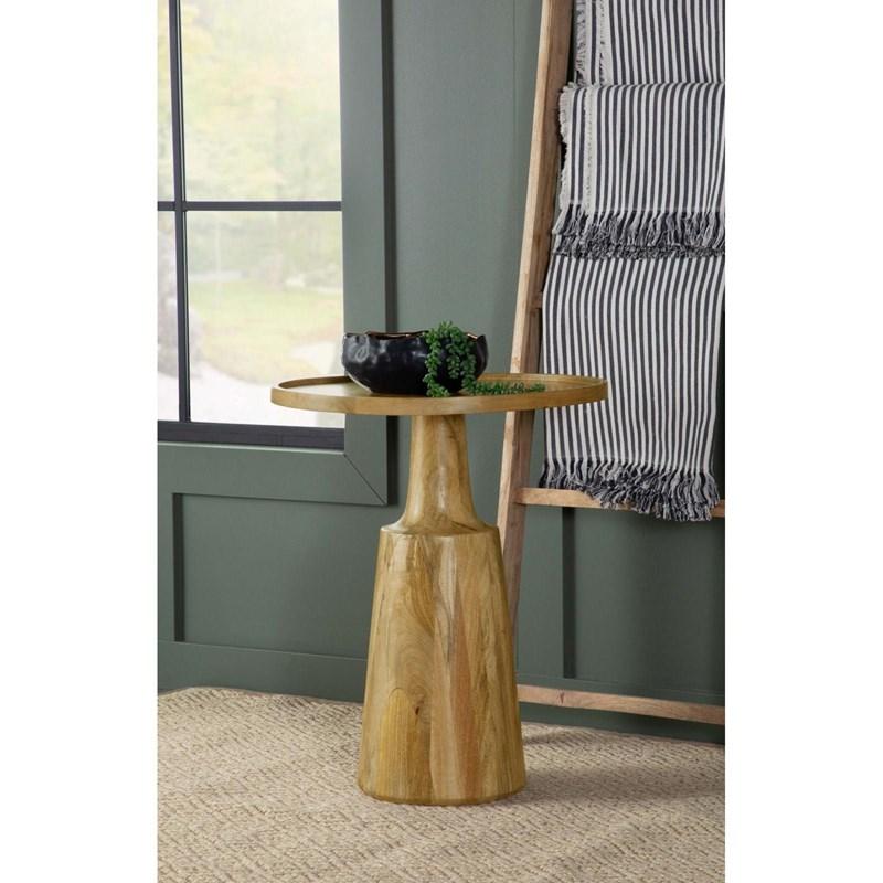 Large Picture of Coaster Furniture Ixia 915105 Round Solid Mango Wood Accent Side Table - Natural