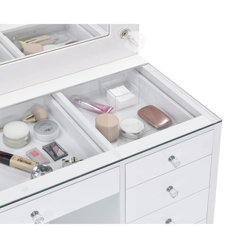 Large Picture of Coaster Furniture Acena 931143 7-Drawer Vanity Set with Lighting - White High Gloss