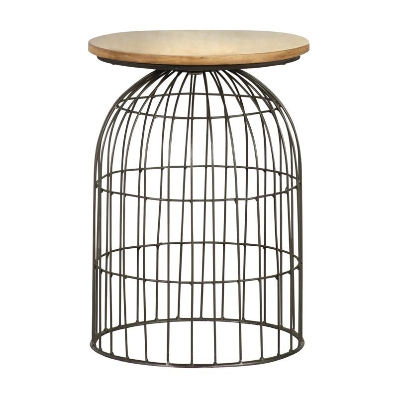 Large Picture of Coaster Furniture Bernardo 935860 Round Wire Frame Side Table - Natural and Gunmetal