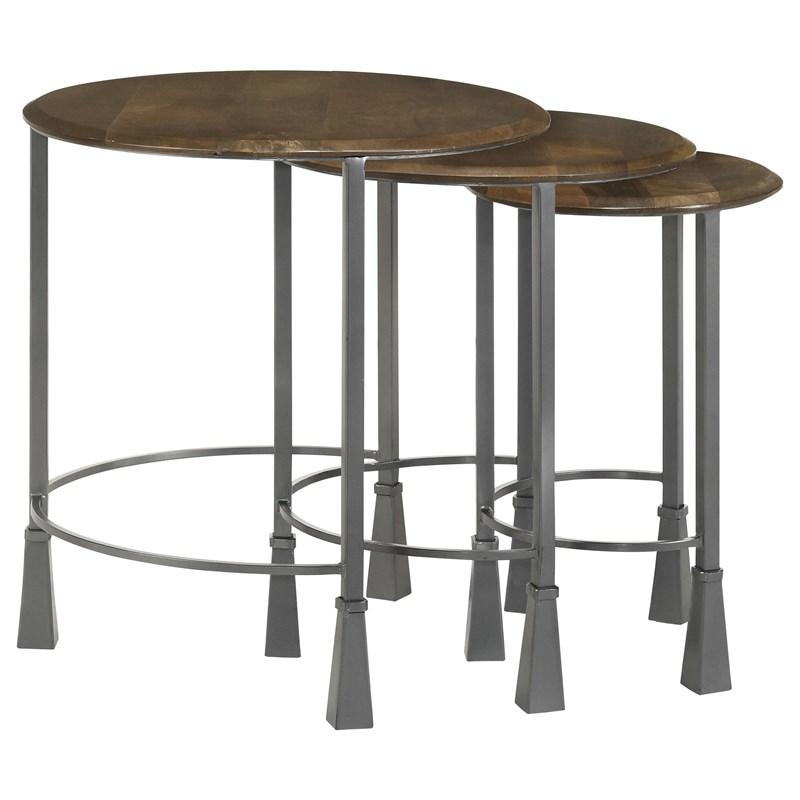 Large Picture of Coaster Furniture Deja 935971 3-piece Round Nesting Table Set - Natural and Gunmetal