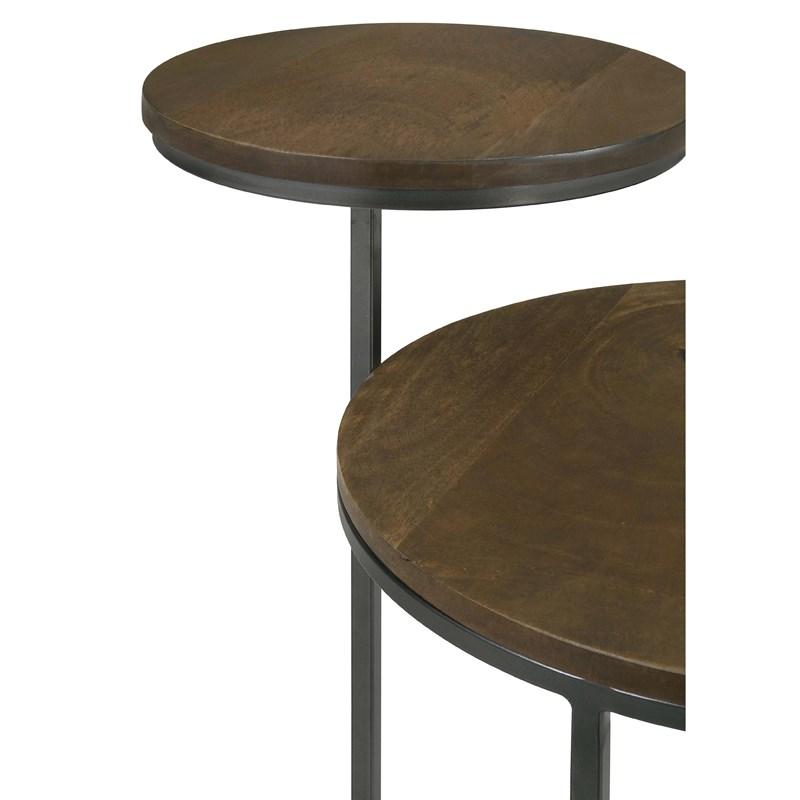 Large Picture of Coaster Furniture Yael 935980 Round Mango Wood Accent Side Table - Natural and Gunmetal