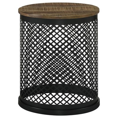 Coaster Furniture Aurora 935990 Round Drum Base Accent Side Table - Natural and Black