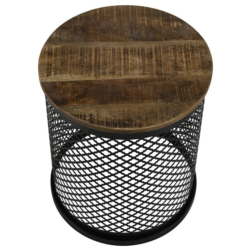 Large Picture of Coaster Furniture Aurora 935990 Round Drum Base Accent Side Table - Natural and Black
