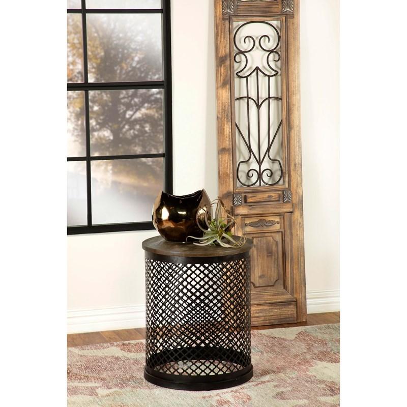 Large Picture of Coaster Furniture Aurora 935990 Round Drum Base Accent Side Table - Natural and Black