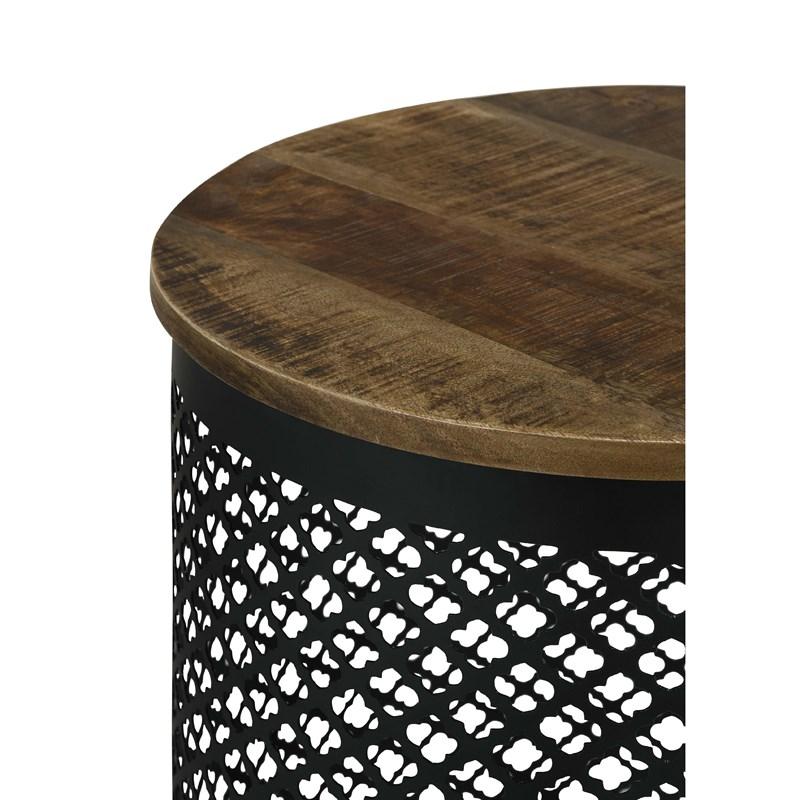 Large Picture of Coaster Furniture Aurora 935990 Round Drum Base Accent Side Table - Natural and Black