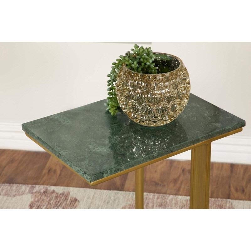 Large Picture of Coaster Furniture Vicente 936035 Marble Top C-Shaped Sofa Side Table - Green