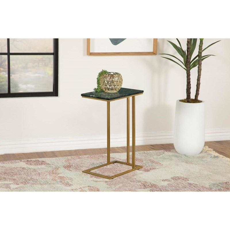 Large Picture of Coaster Furniture Vicente 936035 Marble Top C-Shaped Sofa Side Table - Green