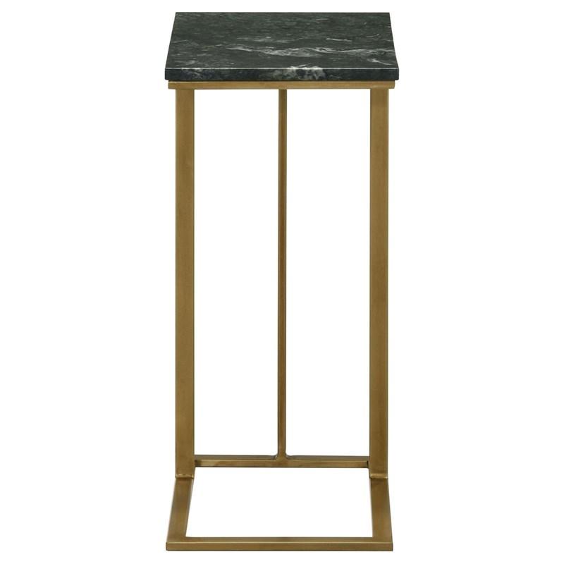 Large Picture of Coaster Furniture Vicente 936035 Marble Top C-Shaped Sofa Side Table - Green