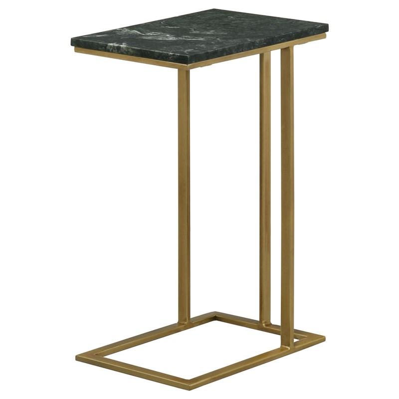 Large Picture of Coaster Furniture Vicente 936035 Marble Top C-Shaped Sofa Side Table - Green