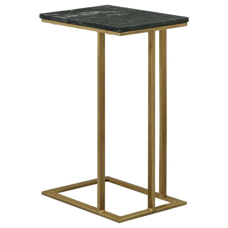 Large Picture of Coaster Furniture Vicente 936035 Marble Top C-Shaped Sofa Side Table - Green