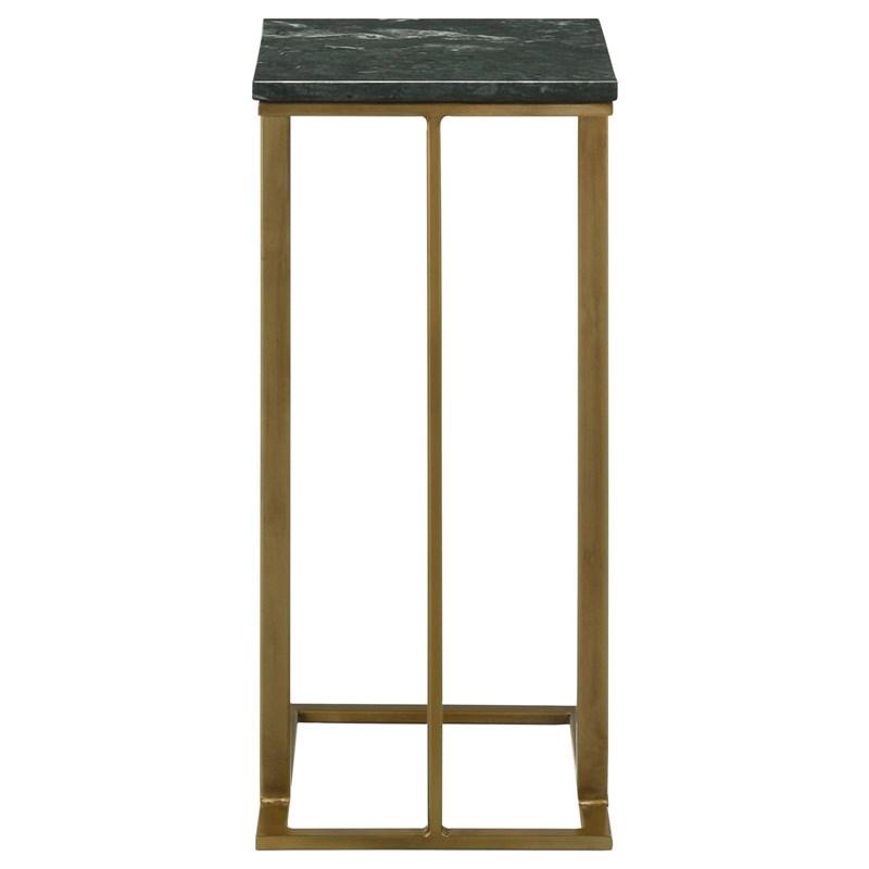 Large Picture of Coaster Furniture Vicente 936035 Marble Top C-Shaped Sofa Side Table - Green