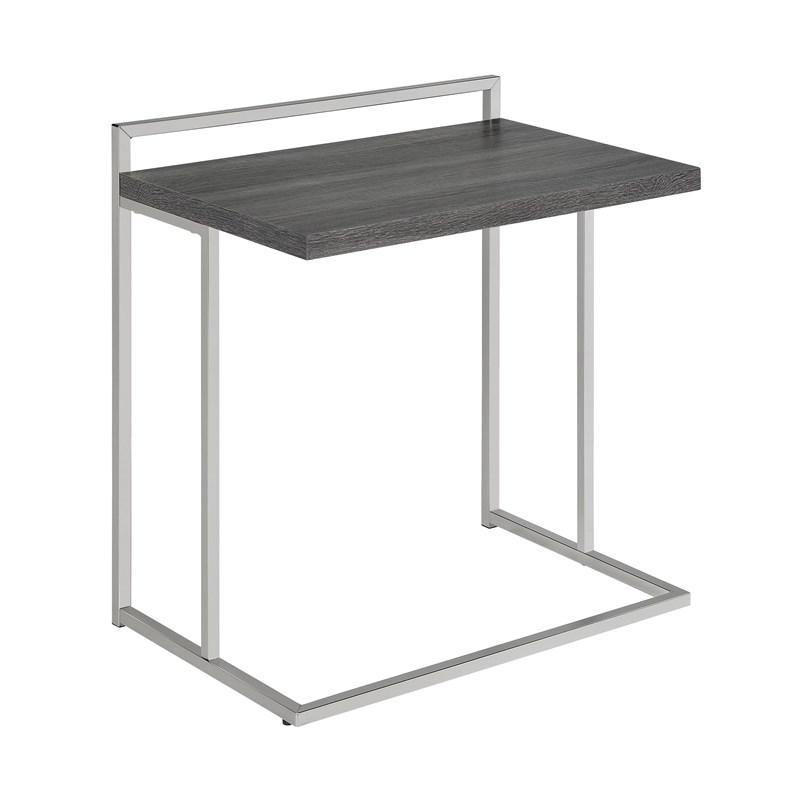 Large Picture of Coaster Furniture Dani 936120 Rectangular Snack Table with Metal Base - Weathered Grey/Satin Nickel