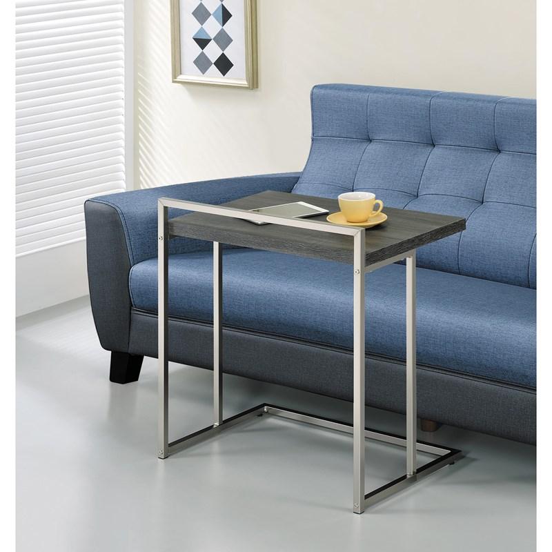 Large Picture of Coaster Furniture Dani 936120 Rectangular Snack Table with Metal Base - Weathered Grey/Satin Nickel