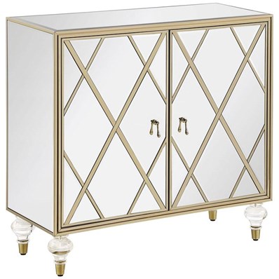 Coaster Furniture Astilbe 951851 2-door Mirrored Accent Cabinet - Silver and Champagne
