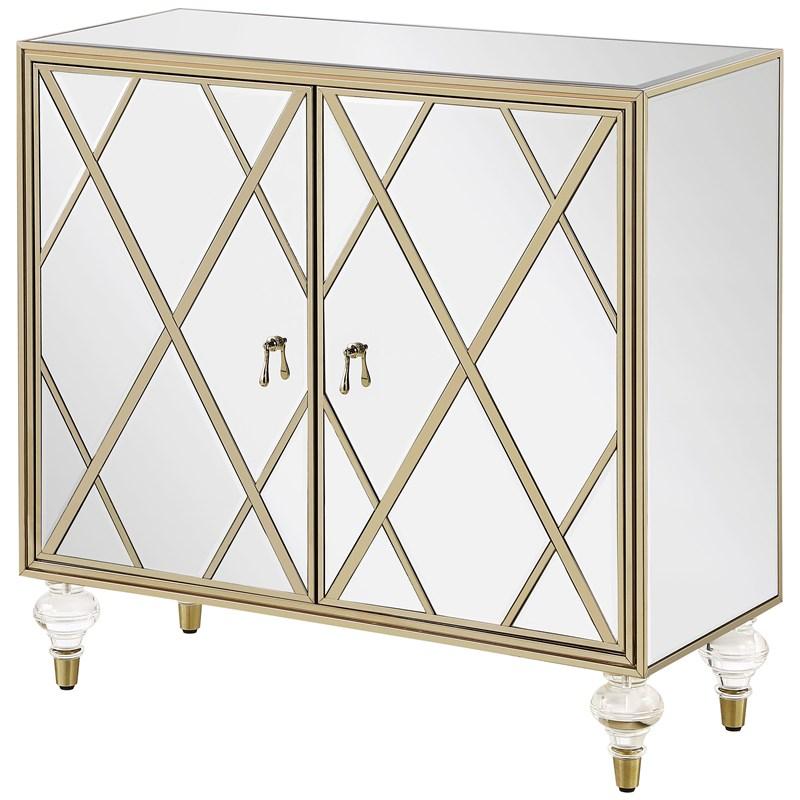 Large Picture of Coaster Furniture Astilbe 951851 2-door Mirrored Accent Cabinet - Silver and Champagne
