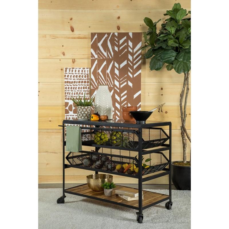 Large Picture of Coaster Furniture Evander 953504 Marble Top Kitchen Cart with Removable Shelves - Black