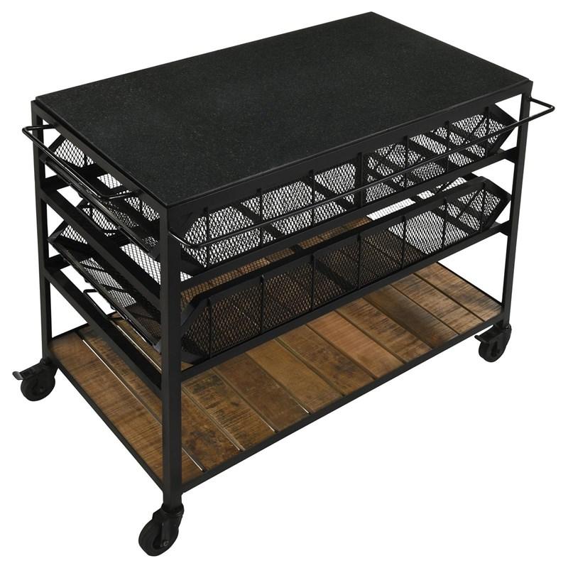 Large Picture of Coaster Furniture Evander 953504 Marble Top Kitchen Cart with Removable Shelves - Black