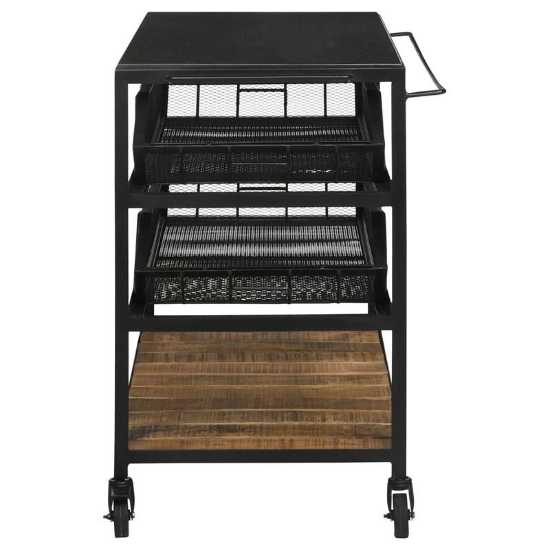 Large Picture of Coaster Furniture Evander 953504 Marble Top Kitchen Cart with Removable Shelves - Black