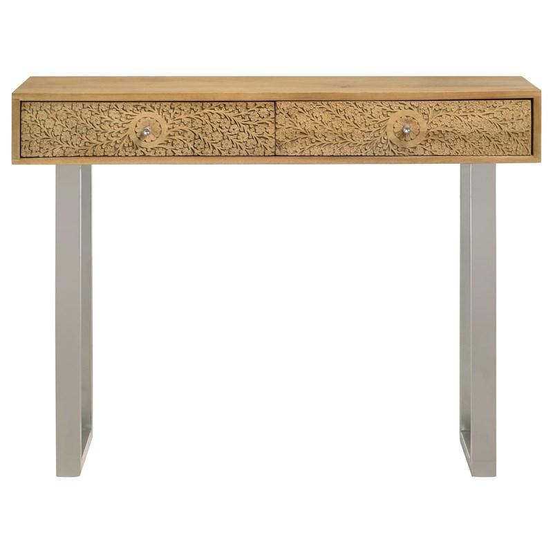 Large Picture of Coaster Furniture Draco 953512 2-Drawer Console Table Hand Carved Details - Natural