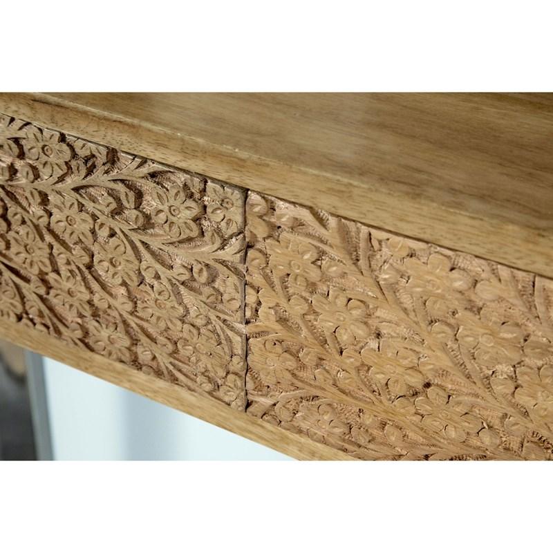 Large Picture of Coaster Furniture Draco 953512 2-Drawer Console Table Hand Carved Details - Natural