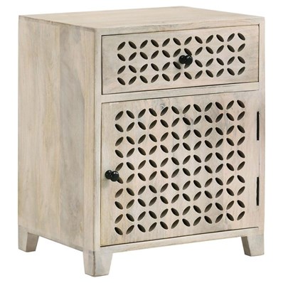 Coaster Furniture August 953569 1-Drawer Trellis Pattern Storage Cabinet - White Washed