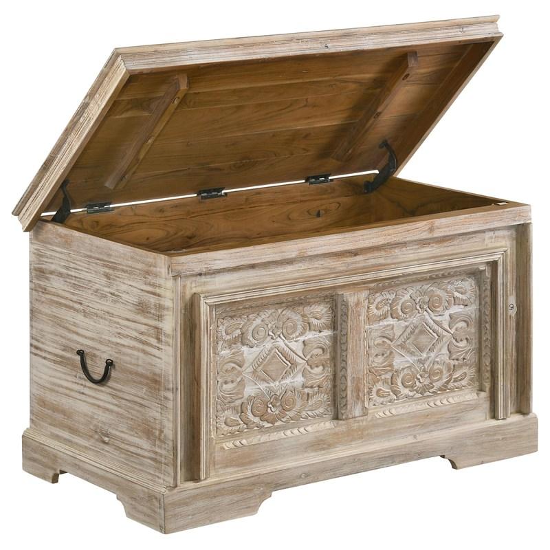 Large Picture of Coaster Furniture Nilay 959554 Wood Storage Trunk - White Washed and Black