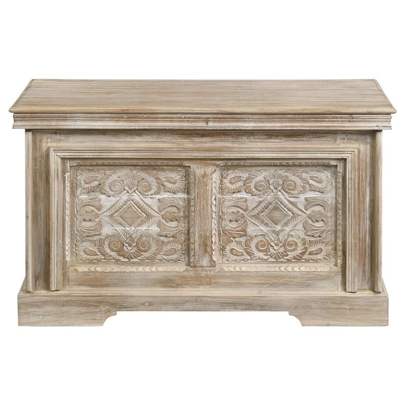 Large Picture of Coaster Furniture Nilay 959554 Wood Storage Trunk - White Washed and Black