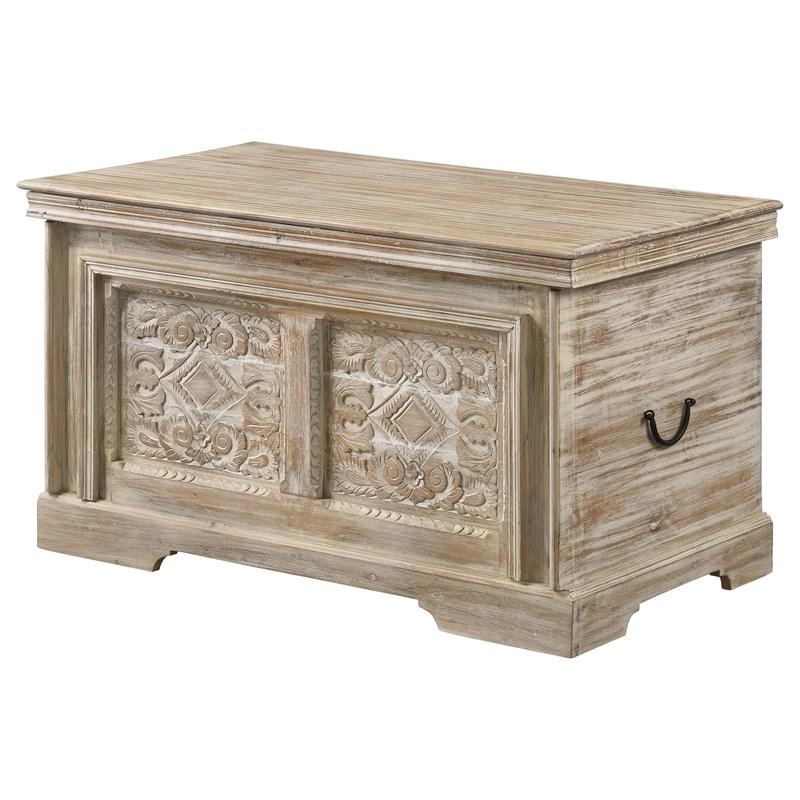 Large Picture of Coaster Furniture Nilay 959554 Wood Storage Trunk - White Washed and Black