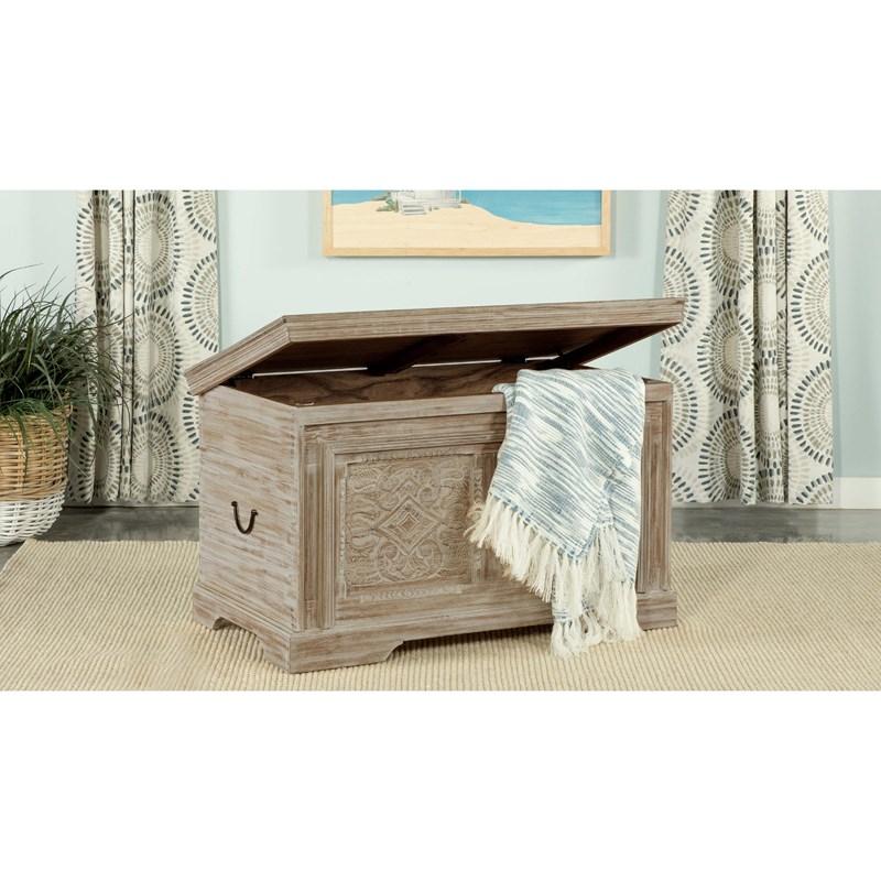 Large Picture of Coaster Furniture Nilay 959554 Wood Storage Trunk - White Washed and Black