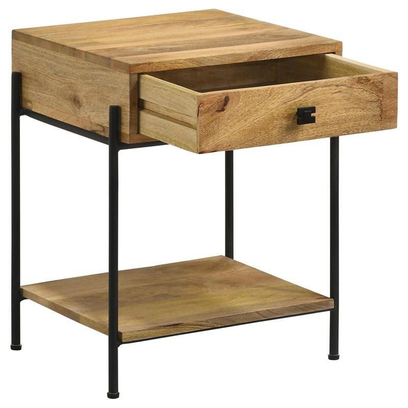 Large Picture of Coaster Furniture Declan 959556 1-Drawer Wood Accent Side Table - Natural Mango