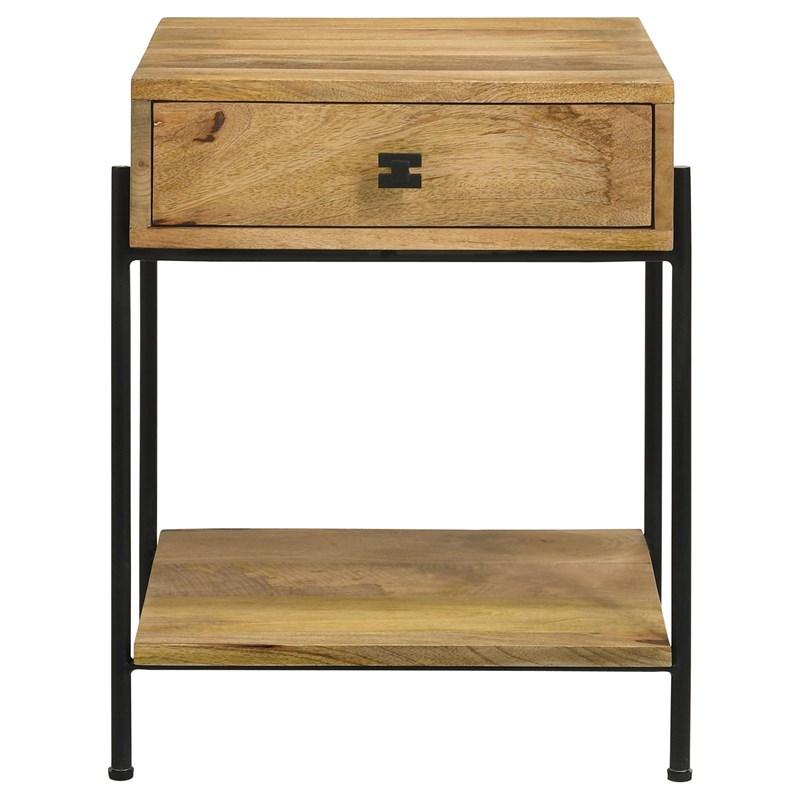 Large Picture of Coaster Furniture Declan 959556 1-Drawer Wood Accent Side Table - Natural Mango