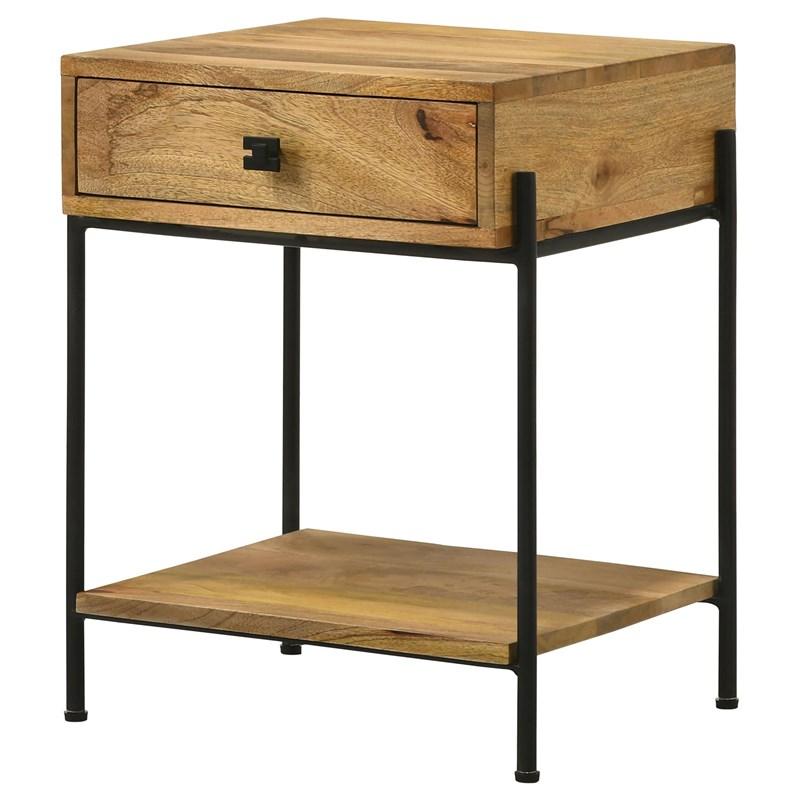 Large Picture of Coaster Furniture Declan 959556 1-Drawer Wood Accent Side Table - Natural Mango