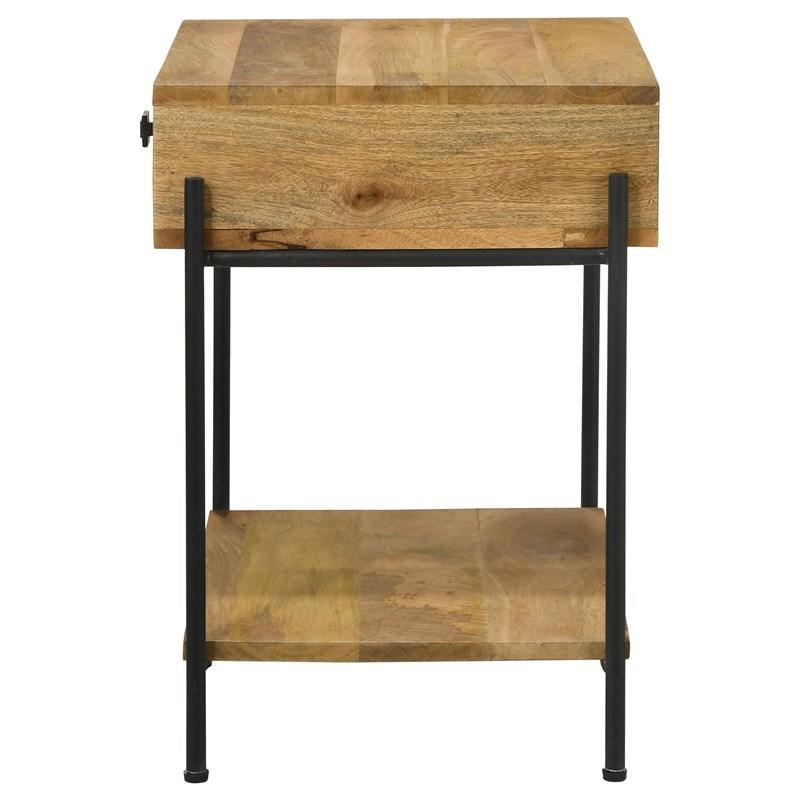 Large Picture of Coaster Furniture Declan 959556 1-Drawer Wood Accent Side Table - Natural Mango