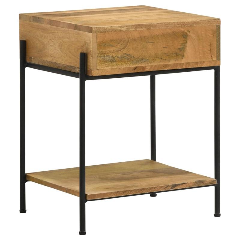 Large Picture of Coaster Furniture Declan 959556 1-Drawer Wood Accent Side Table - Natural Mango