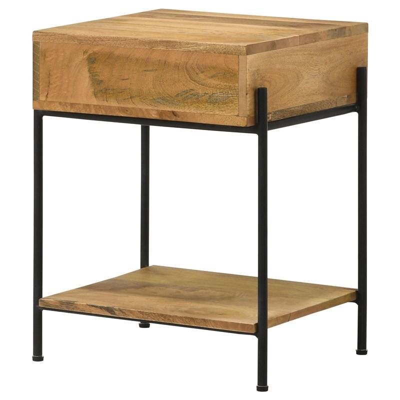 Large Picture of Coaster Furniture Declan 959556 1-Drawer Wood Accent Side Table - Natural Mango