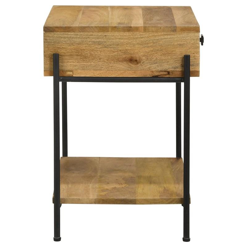 Large Picture of Coaster Furniture Declan 959556 1-Drawer Wood Accent Side Table - Natural Mango