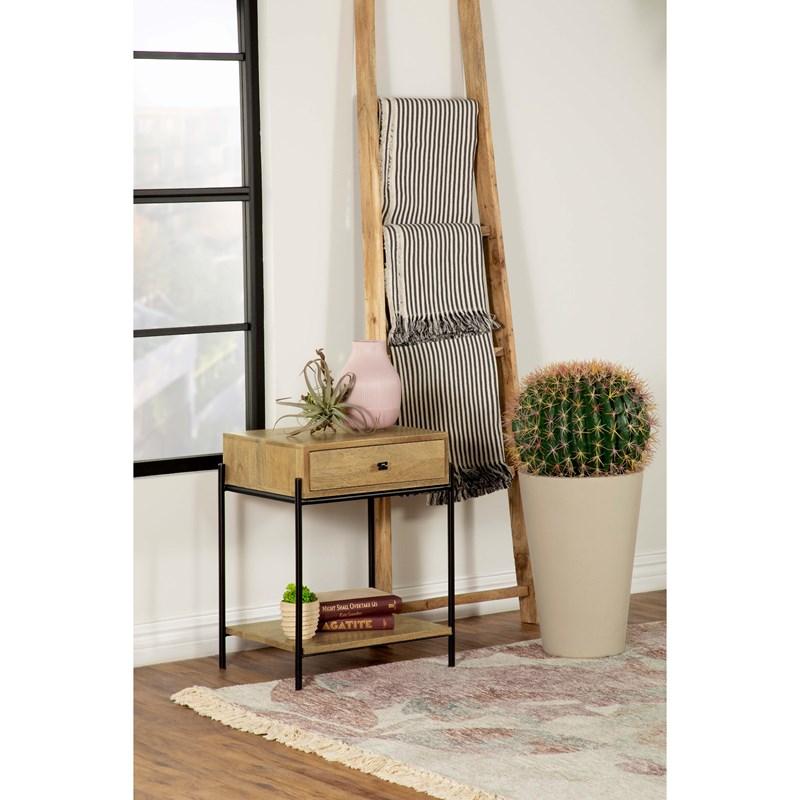 Large Picture of Coaster Furniture Declan 959556 1-Drawer Wood Accent Side Table - Natural Mango