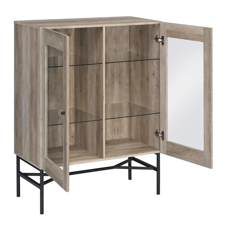Large Picture of Coaster Furniture Bonilla 959624 2-Door Accent Cabinet with Glass Shelves - Antique Pine/Gunmetal